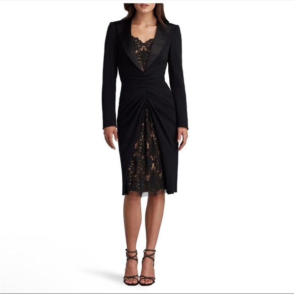 Tadashi Shoji Black Lace Long Sleeve Dress - Picture 4 of 7